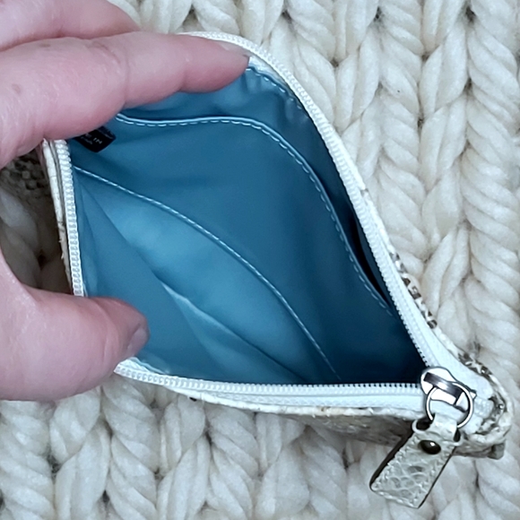 Coach Cream & Gold Python Print Leather Wristlet - Picture 5 of 6